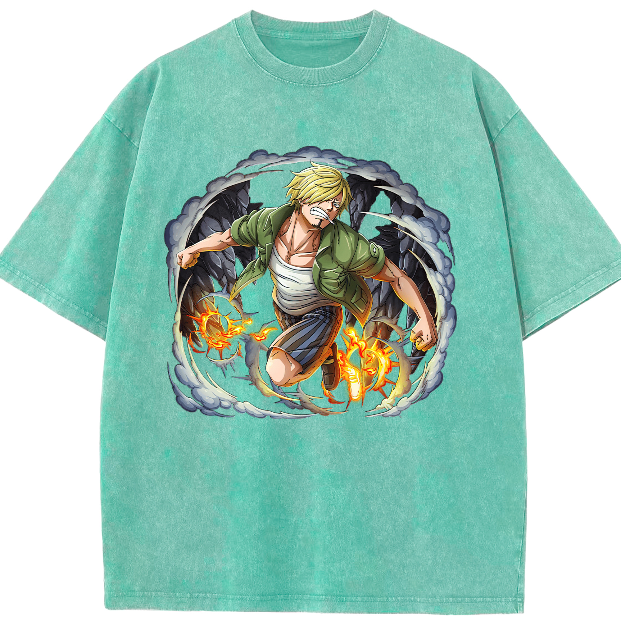 （画像用） ワンピース サンジ ONE PIECE Sanji 綿100% ヴィンテージ風 半袖Tシャツ（フロントプリント）